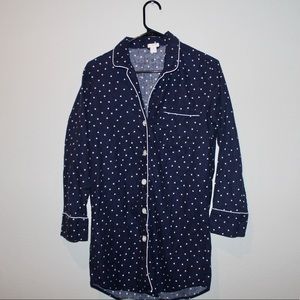 J. Crew Navy Polka Dot Sleep Shirt